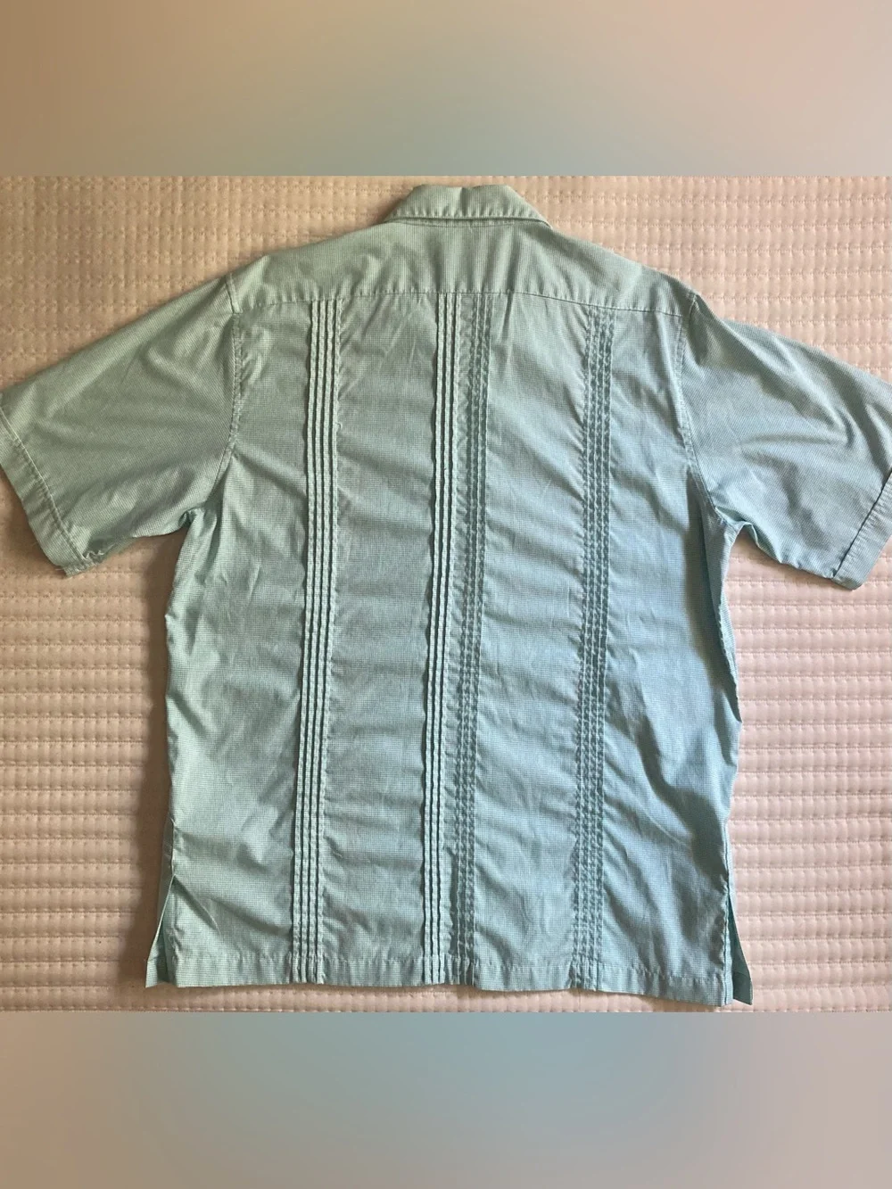 San Cristobal Guayabera Shirt Men’s Large White Green Yellow 100% Cotton